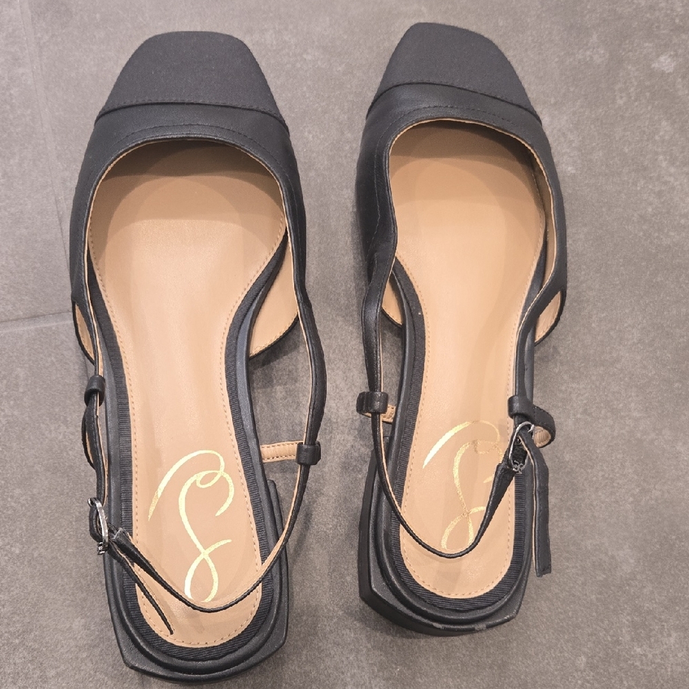 Slingback Square-Toe Flats in Black - Sam Edelman